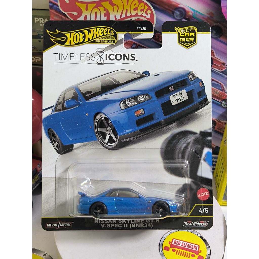 Hotwheels Timeless Icons Nissan Skyline GTR V SPEC II R34 biru