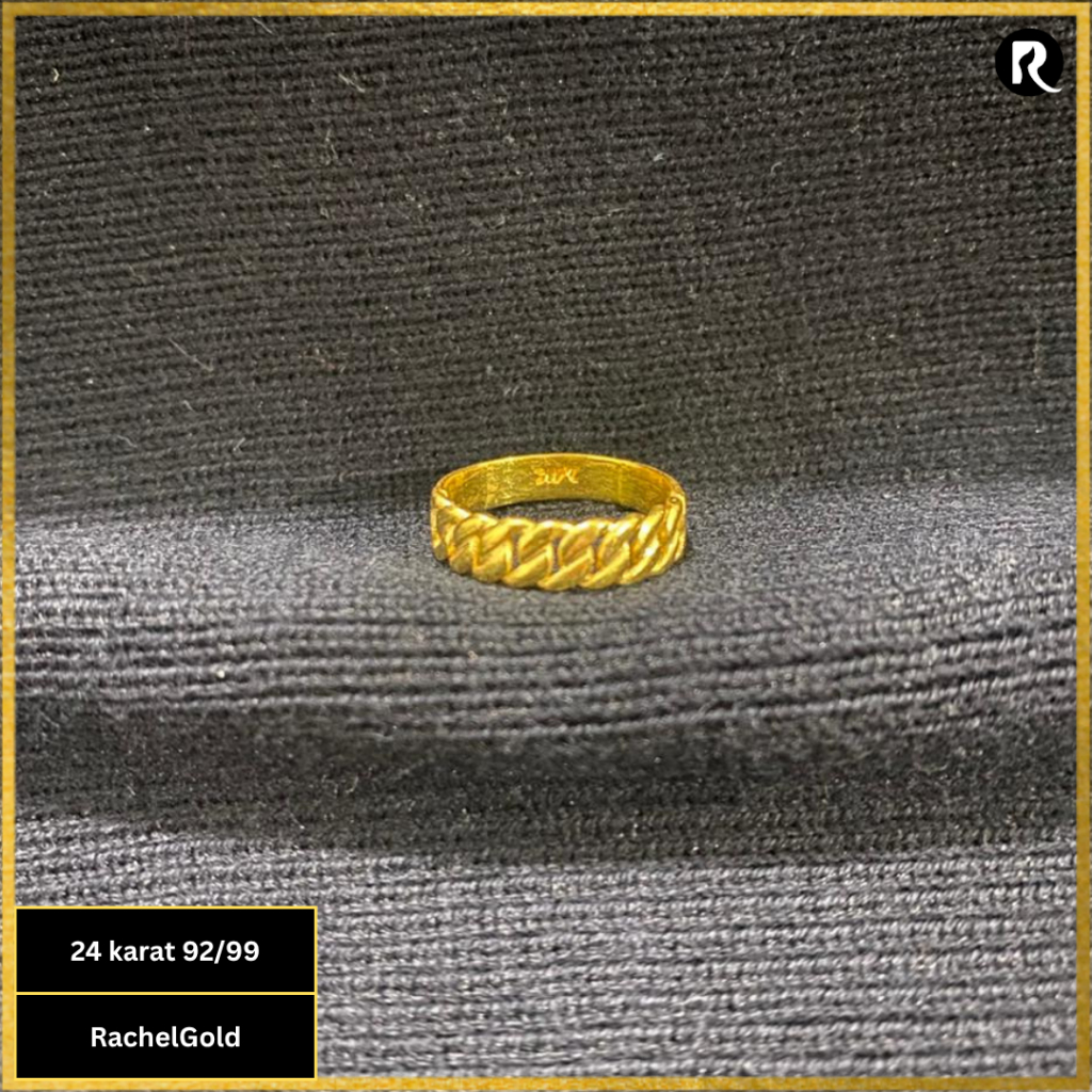 Cincin Ring Emas 24 karat asli 99% Model Rante jalan satu