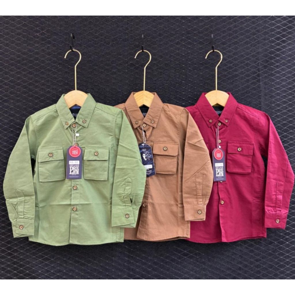 Kemeja Anak Laki - Laki Lengan Panjang Usia 1 - 13 Tahun