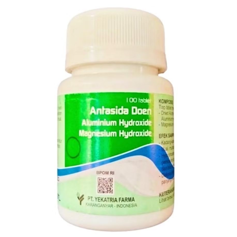 ANTASIDA DOEN Tablet Kunyah (100's /Botol) - YEKATRIA FARMA | Obat Sakit Maag Tablet Kunyah