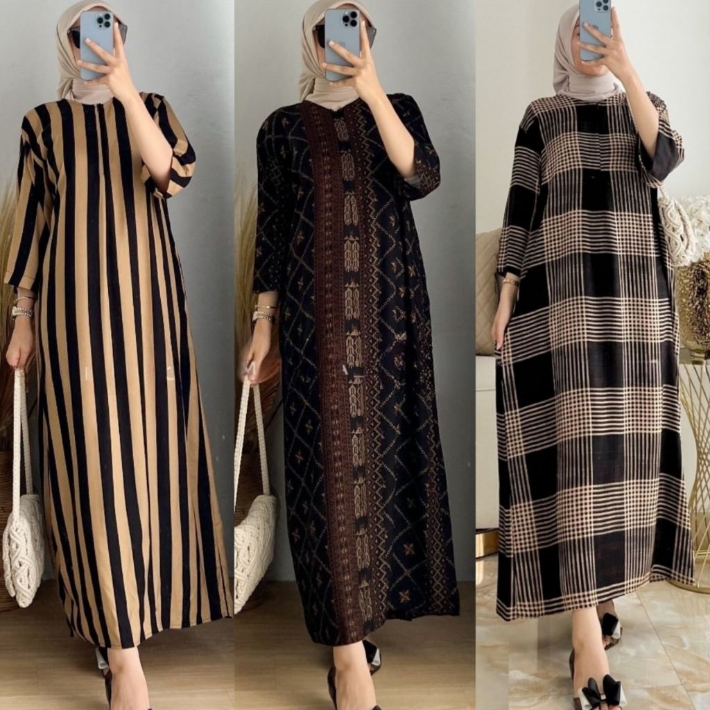 daster gamis Lengan 3/4 rayon premium - daster gamis lengan 3/4 rayon premium - daster saku lengan 3