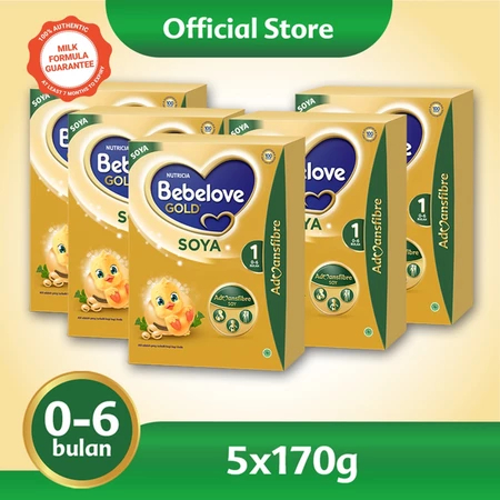 Bebelove Gold Soya 1 Susu Formula 0 -6 Bulan 5 x 170 gr