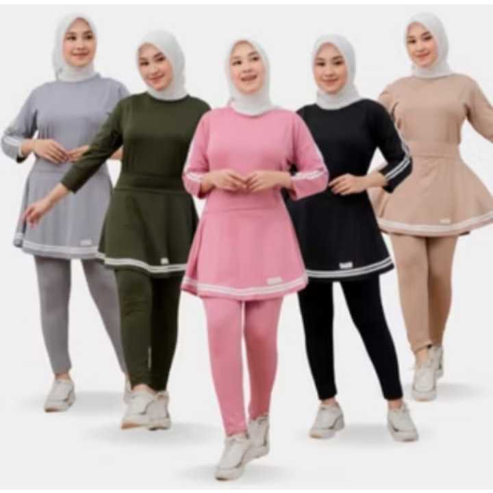 Setelan Olahraga Wanita Muslim Premium Jumbo || Setelan Rok Olahraga Wanita Muslim Syari Jumbo