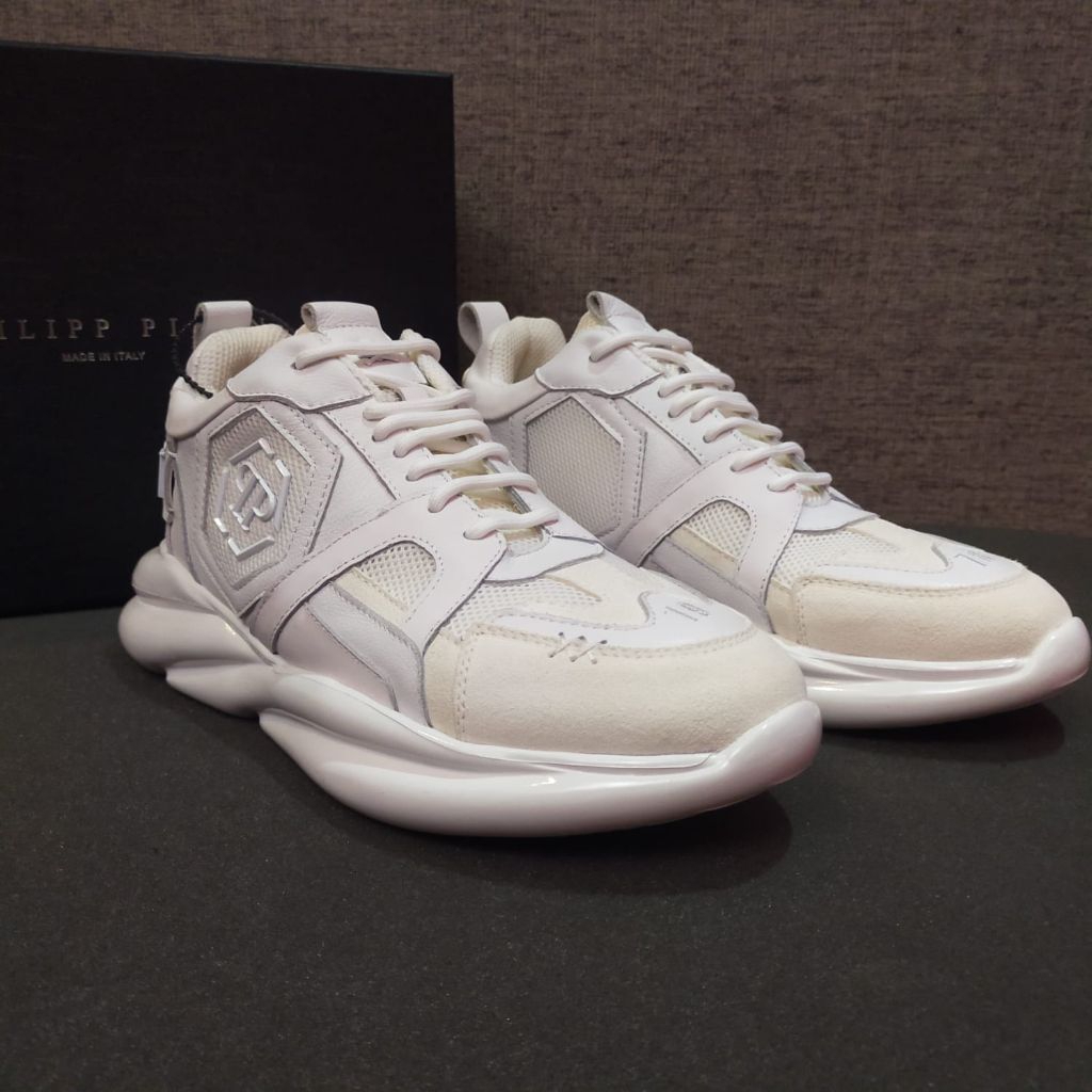 Sepatu sneaker shoes pria mewah putih Philipp plein hexagon