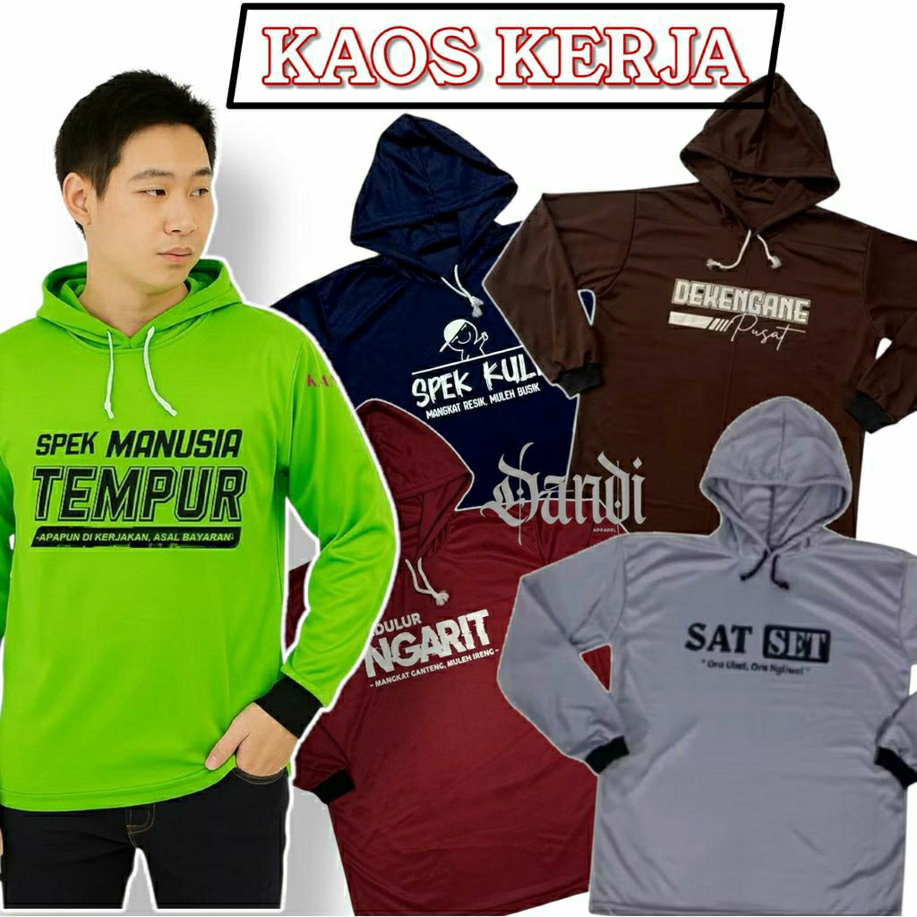 [Promo 5 Pcs]Kaos Sawah Lengan Panjang Kupluk Topi Pria Wanita/Kaos Sawahan Lengan Panjang