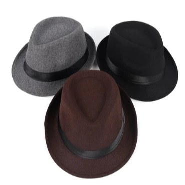 Topi fedora koboy laken pria kekinian topi bundar quino cowok topi bulat pria dan wanita terbaru