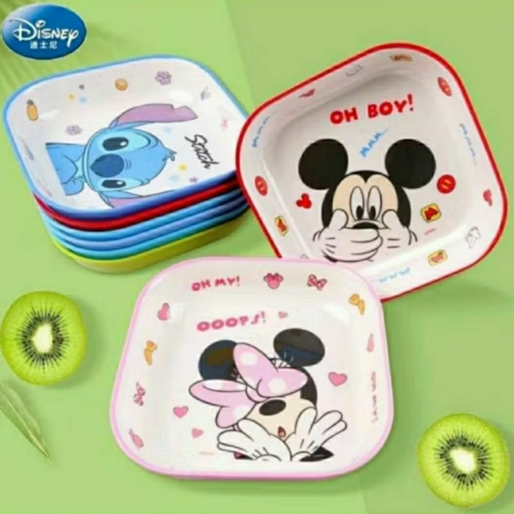 piring melamin kotak persegi premium melamine karakter mickey mouse frozen Donald mike