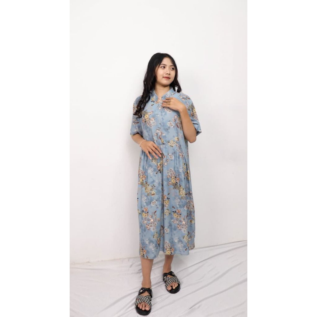 Daster Kekinian Kain Katun Satung Premium Adem Motif Bunga-Nyaman dan Elegan