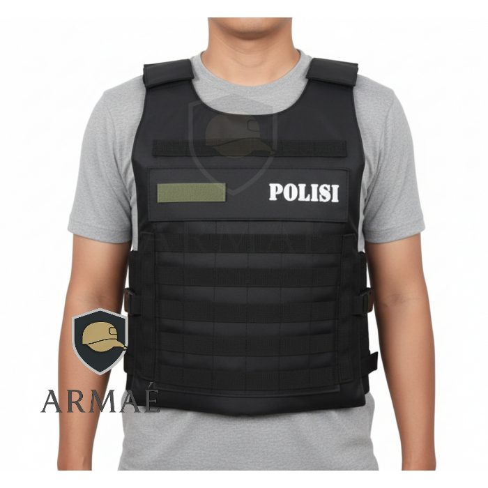 Rompi POLISI Hitam - Rompi Pelindung Dada Polos