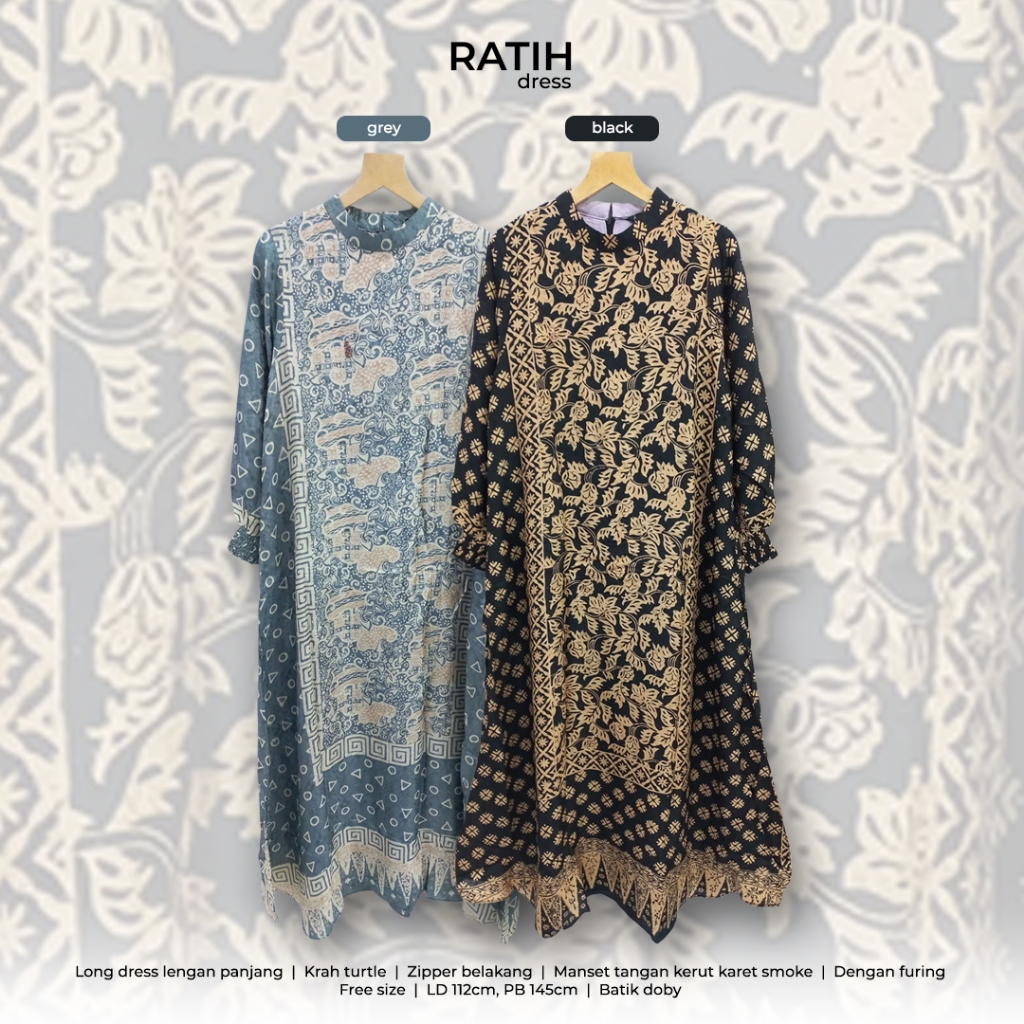 Sallaco Dress RATIH  / Gamis Maxi Longdress Muslim Batik Doby / Baju Pesta Kondangan / Fashion Musli