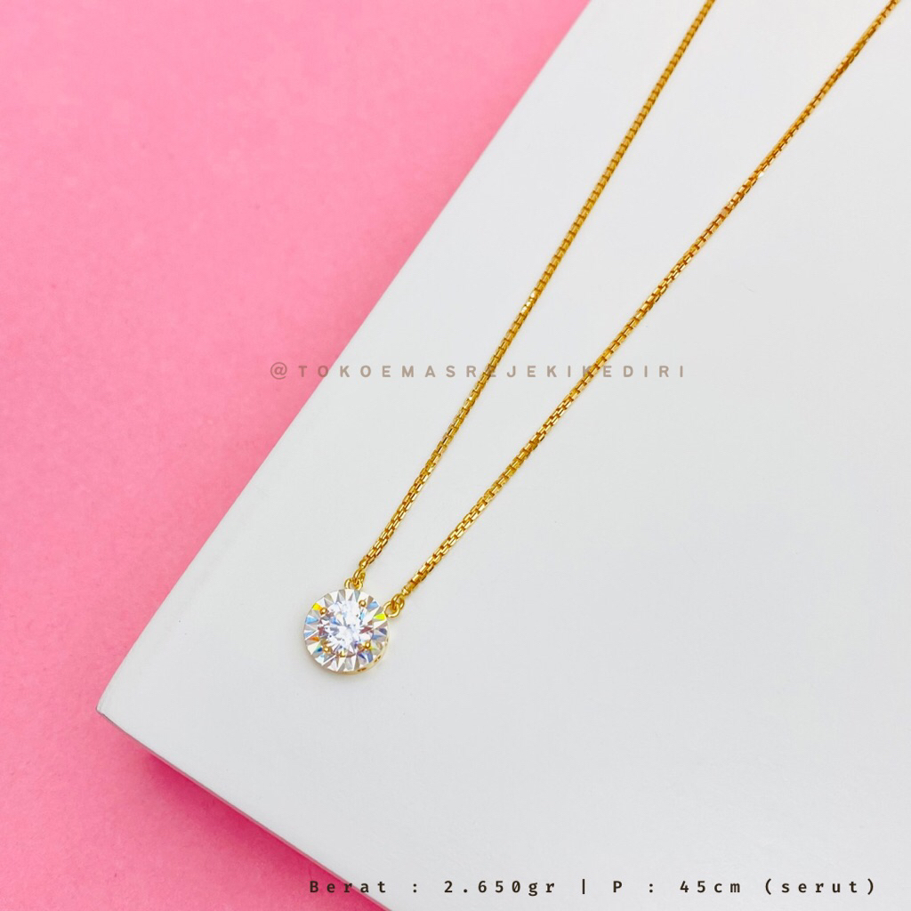 Kalung Serut Solitaire Dewasa Emas Asli Kadar 8k