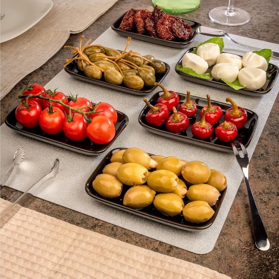 Piring Kotak Dalam 10 inch Resto Saji Melamine Putih Hitam Golden Dragon P8310