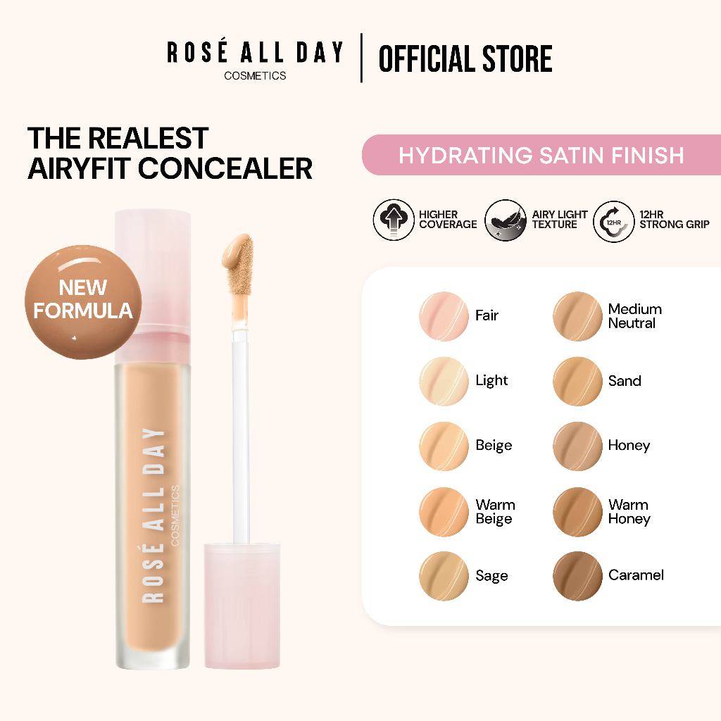 [NEW FORMULA] Rose All Day - The Realest AiryFit Concealer | Medium-to-High Coverage, Menutupi Noda & Mata Panda, Natural Finish