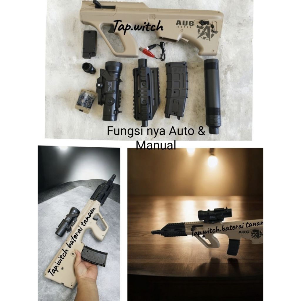 Minan si kecil Mainan  AUG BATERAI TANAM Anak Senjata High Speed Peluru Gel Air Blaster Gun Mainan