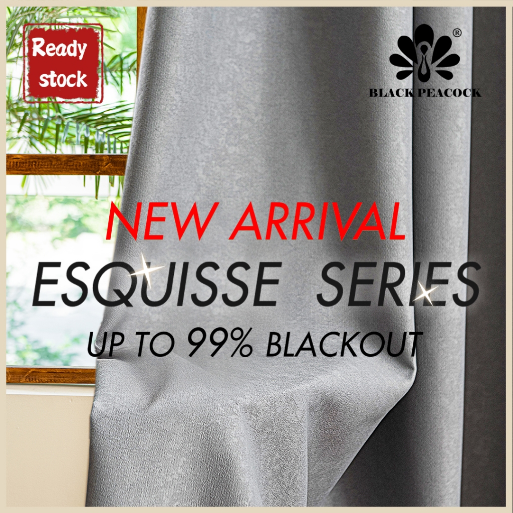 Esquisse Series Black Peacock/Linen Curtain/Sunblock Langsir
