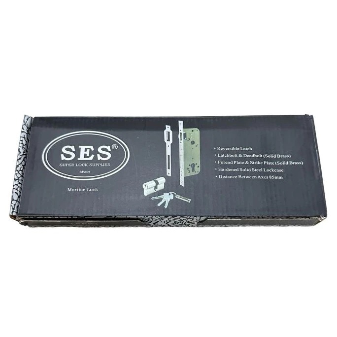 Body Kunci Pintu Kayu / Besi Pelor / Kupu Tarung SES Stainless Steel SUS304 Tipe Mortise 40mm Putih 