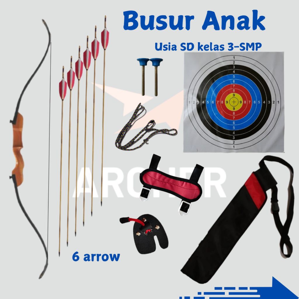 Busur Panah Panahan Pemula Anak Bonus 6 Arrow SD SMP