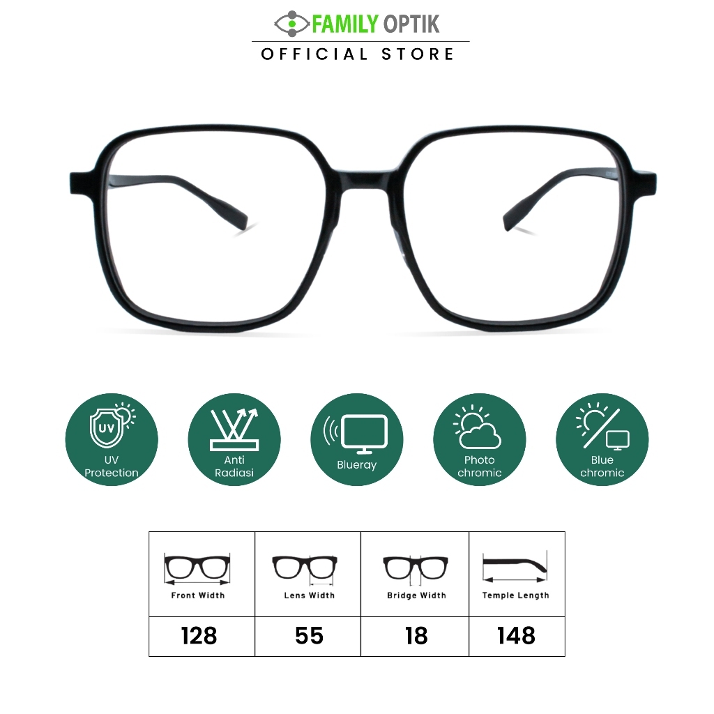 Family Optik - Kacamata Vintage Blueray Photocromic Anti Radiasi HC8077