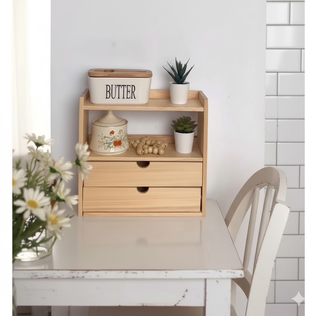 Rak Bumbu Dapur Rak Laci Slorok Kayu Pinus Tempat Kopi Gula Teh Serbaguna