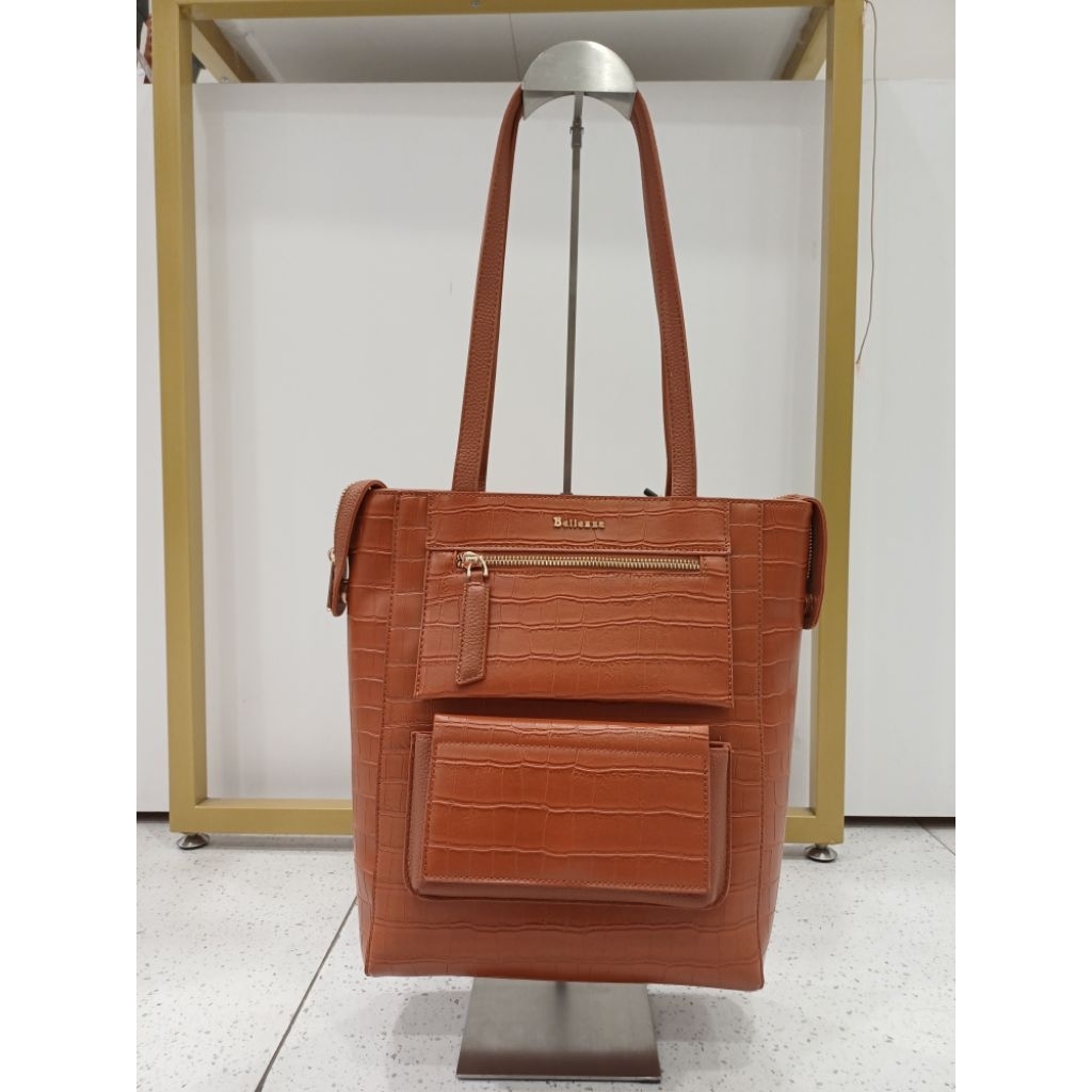 Tas Tote Bag Wanita BELLEZZA 24407 Original Depstore Mall Ori Tas Bahu Shoulder Bag Croco Wanita