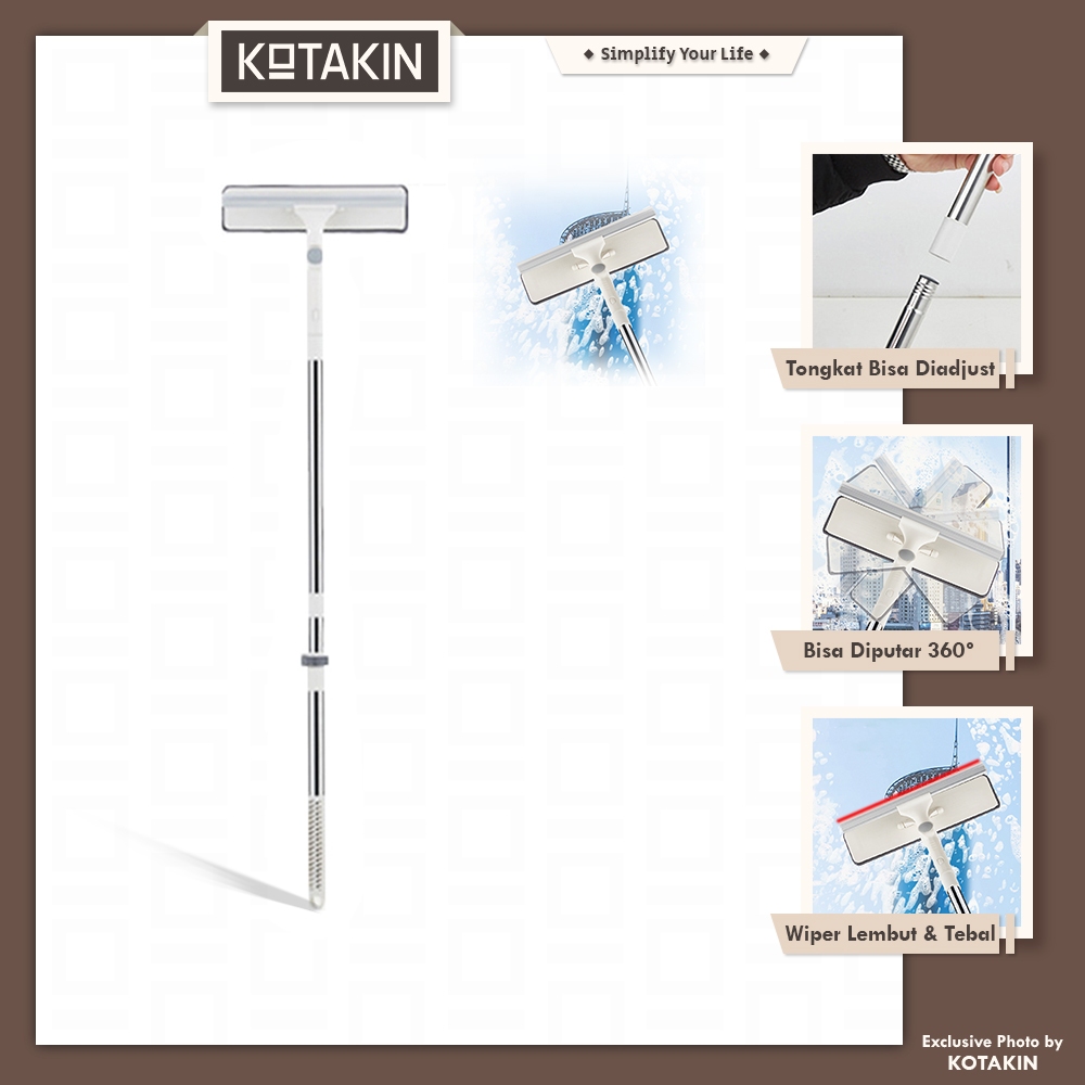 KOTAKIN Wiper Pembersih Kaca Jendela Rumah Tinggi Alat Pel Lantai Ubin Serbaguna