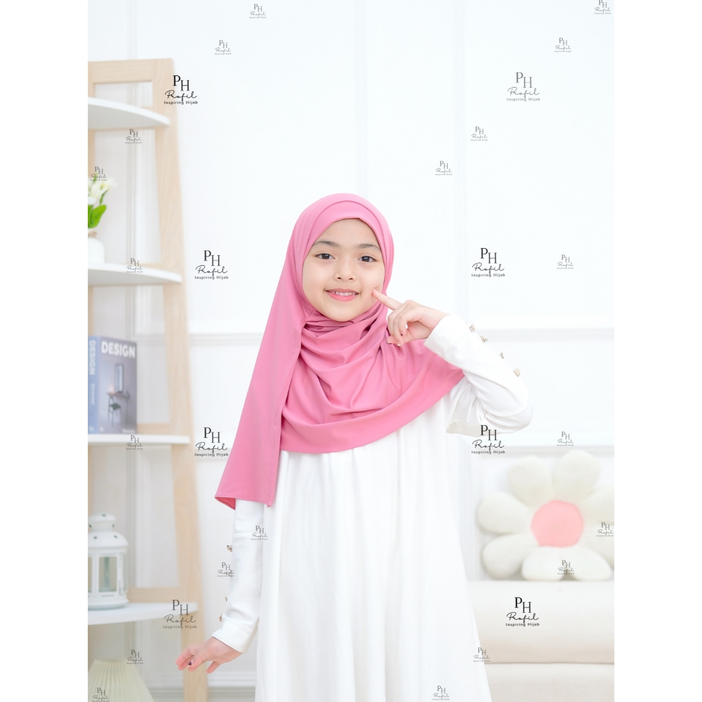 HIjab Pashmina Instan anak 2 in 1,Hijab Pashmina instan anak 6-13 Tahun