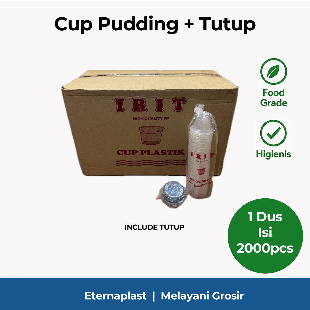 (DUS) Gelas/Cup Plastik 55ml + Tutup | Cup Pudding/Jelly/Agar | Gelas Plastik | Cup Plastik | Grosir