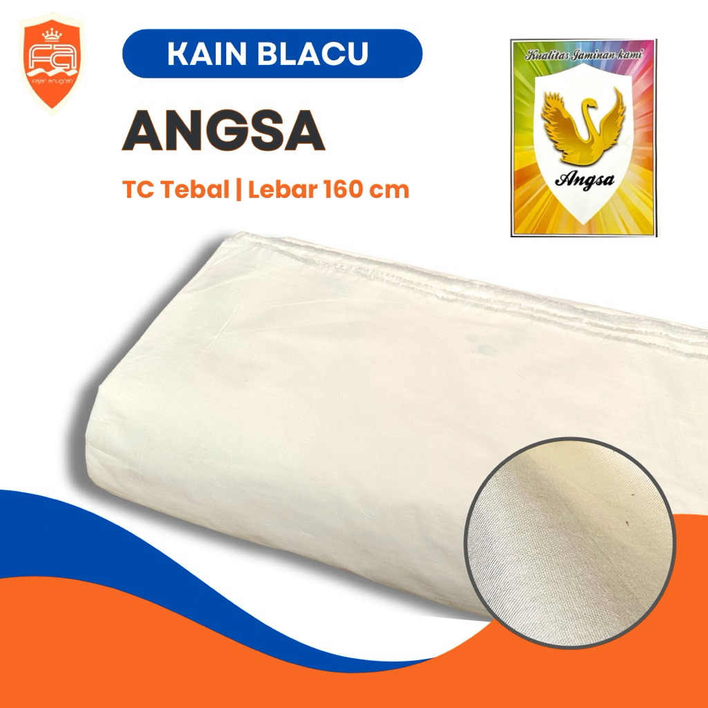 (50 Meter) Kain Blacu cap ANGSA Lebar 160 cm (Blaco / Belacu / Belaco / Greige) | Bahan Totebag, Dek