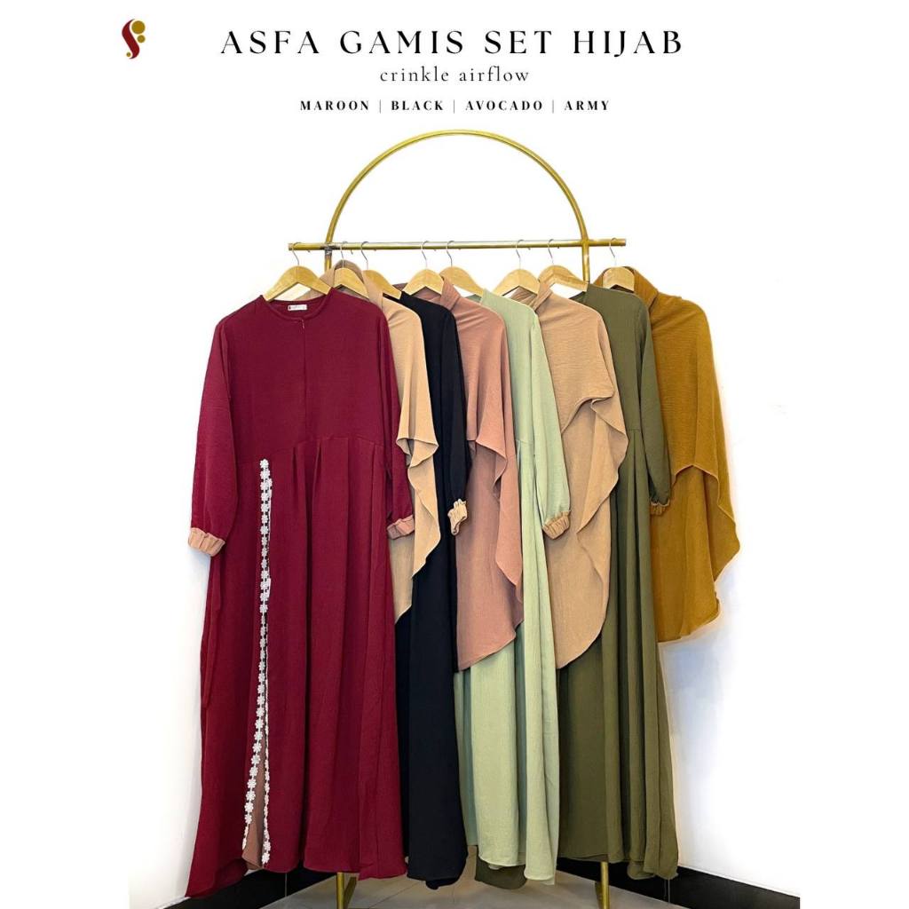 -  SYARI SET - ASFA GAMIS SET HIJAB SIMPLE POLOS ELEGANT