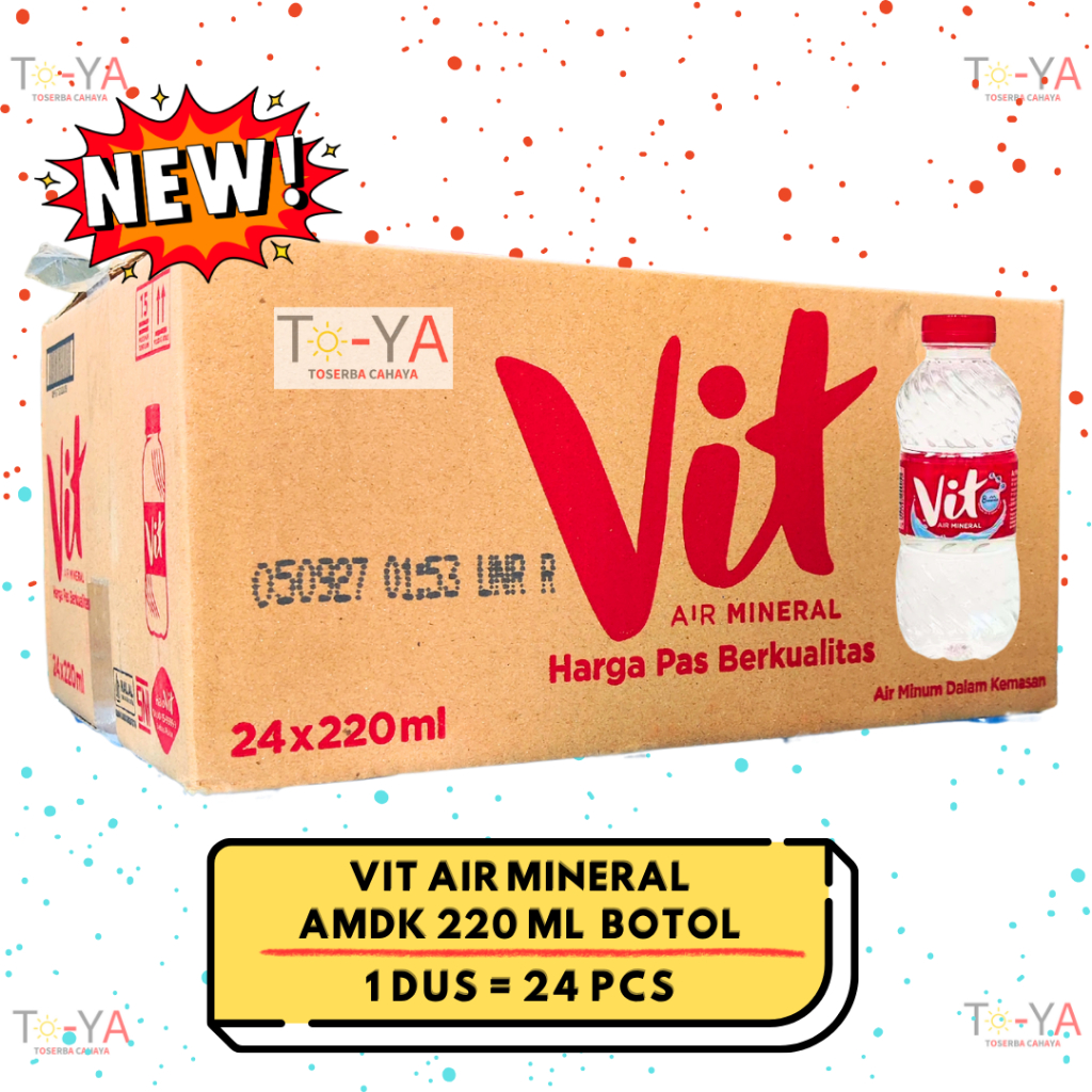 VIT 220 ml Botol Mini Kecil MOKSA Air Mineral Dalam Kemasan AMDK Grosir Murah - 1 Dus / 24 Pcs