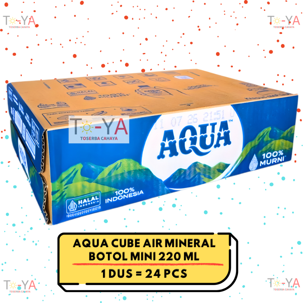 AQUA CUBE 220 ml Botol Mini Kecil Air Mineral Dalam Kemasan AMDK Grosir Murah - 1 Dus / 24 Pcs