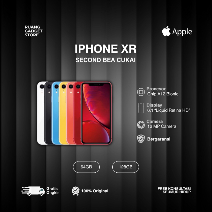 IPHONE XR SECOND BEA CUKAI 64GB 128GB 256GB Merah Putih Biru Orange Hitam Kuning Orange