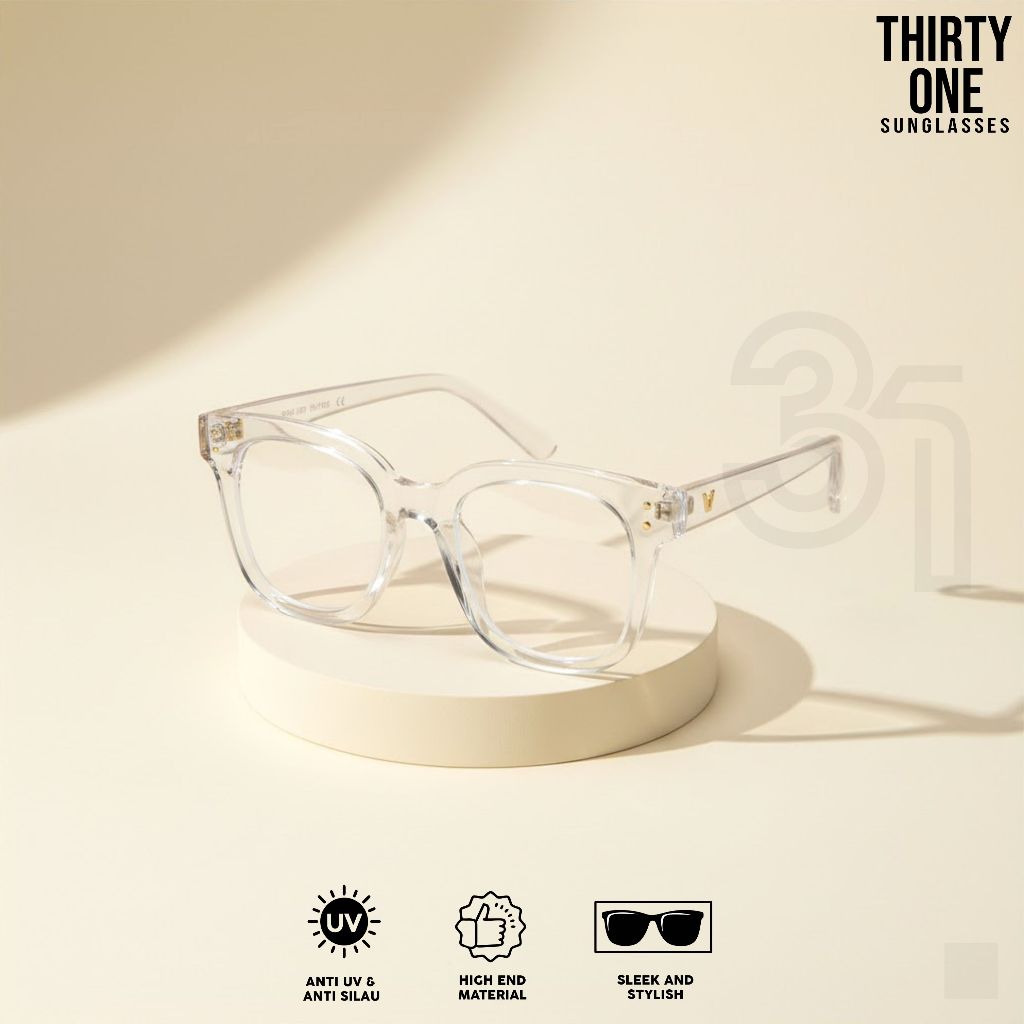 KACAMATA VINCENT LOGO V FRAME TRANSPARAN KACAMATA V CLEAR VERSION 2 BEST QUALITY 31STORE