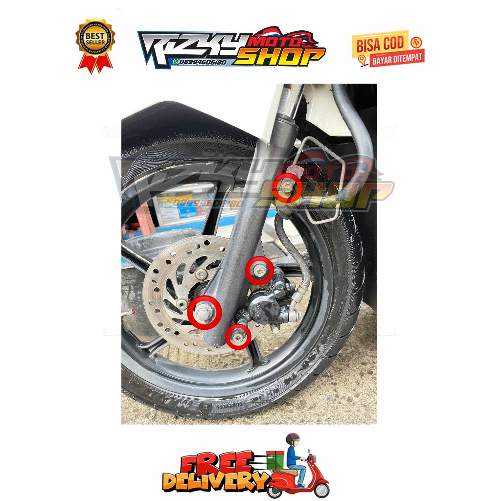 BAUT BREKET + REM + AS KALIPER DEPAN ( 4 BAUT ) BEAT SCOOPY KARBU FI ESP SPACY VARIO 110 TECHNO CW T