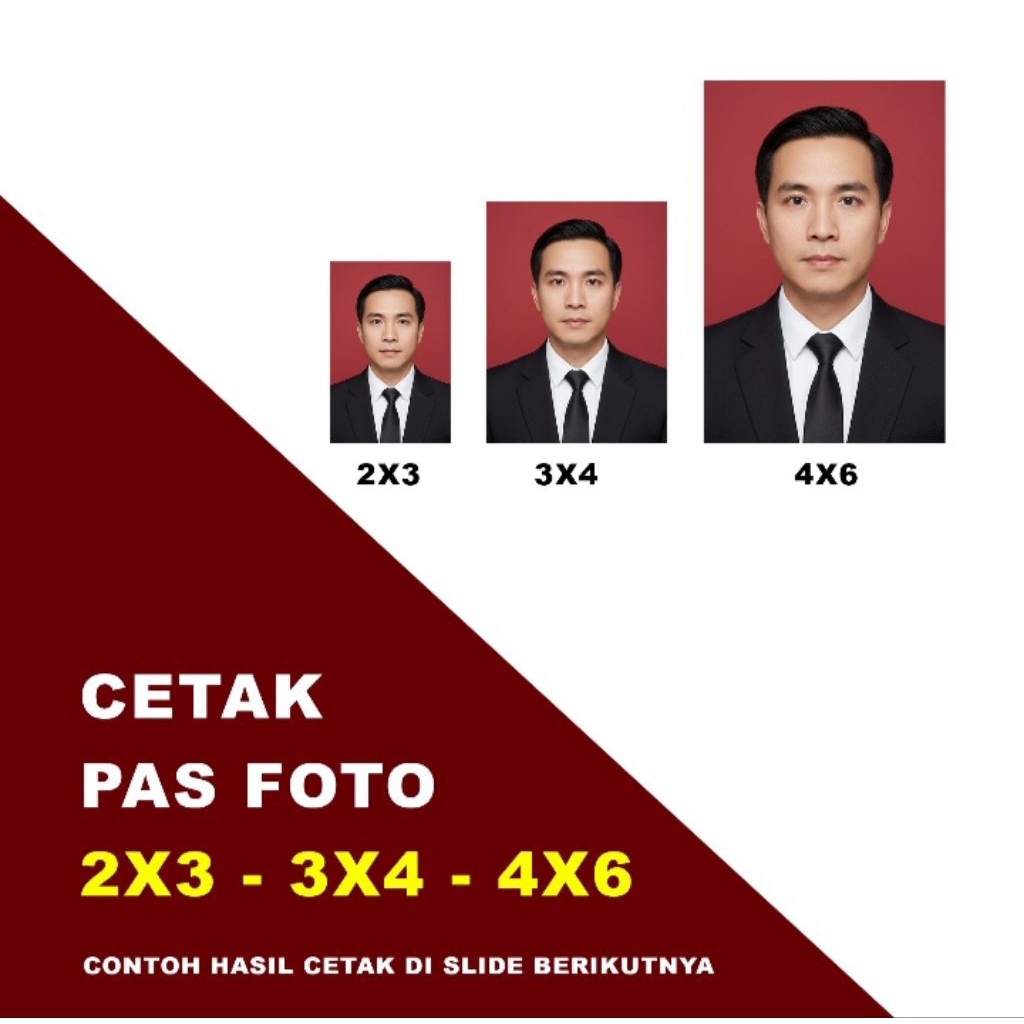 Cetak Pas Foto 2x3, 3x4, 4x6 Pakai Kertas Glossy