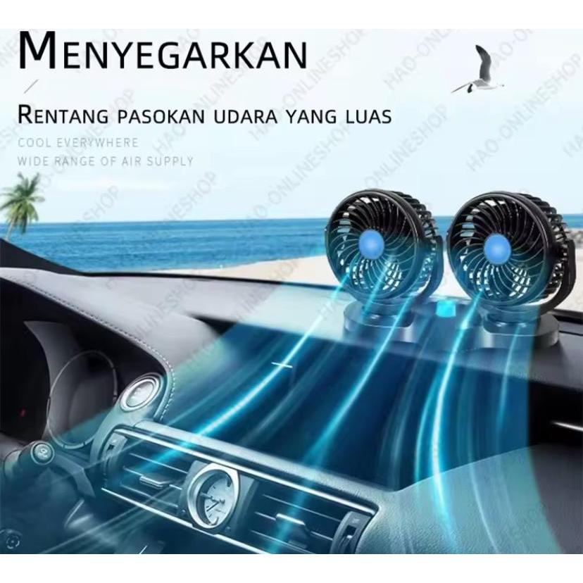 Kipas Angin Mobil Double Fan 12V/24V / Kipas Angin Mobil 12Volt / Kipas Mobil