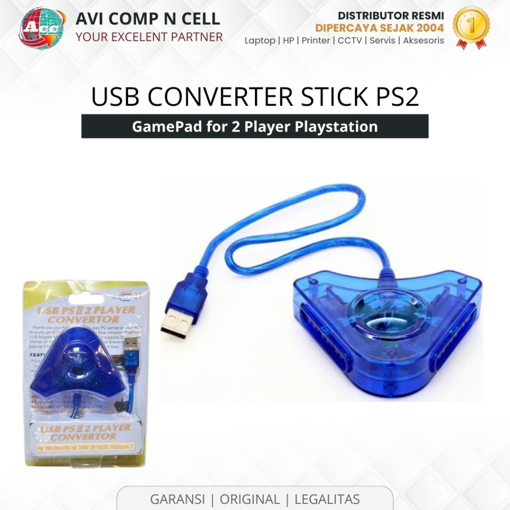 KONVERTER STIK PS2 PC LAPTOP Multi Tap