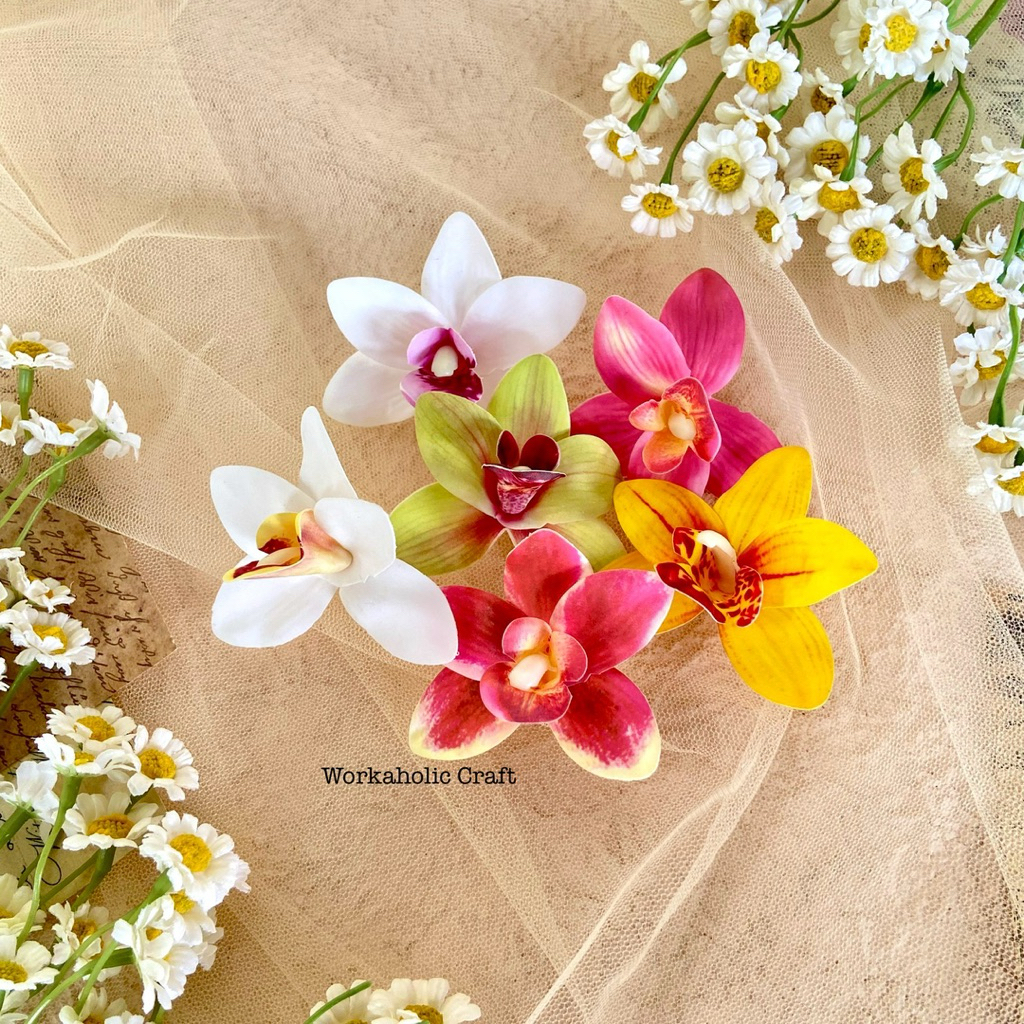 Kepala Bunga Cymbidium Anggrek Mini Latex Artificial Orchid