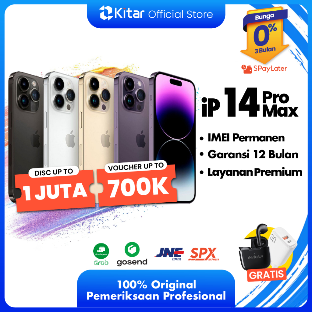 iPhone 14 Pro Max ex iBox Beacukai IMEI Permanen Garansi 12 Bln 100% Original Second iPhone FULLSET 
