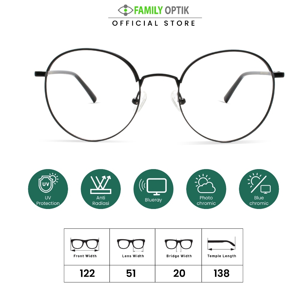 Family Optik - Kacamata Vintage Blueray Photocromic Anti Radiasi 8416