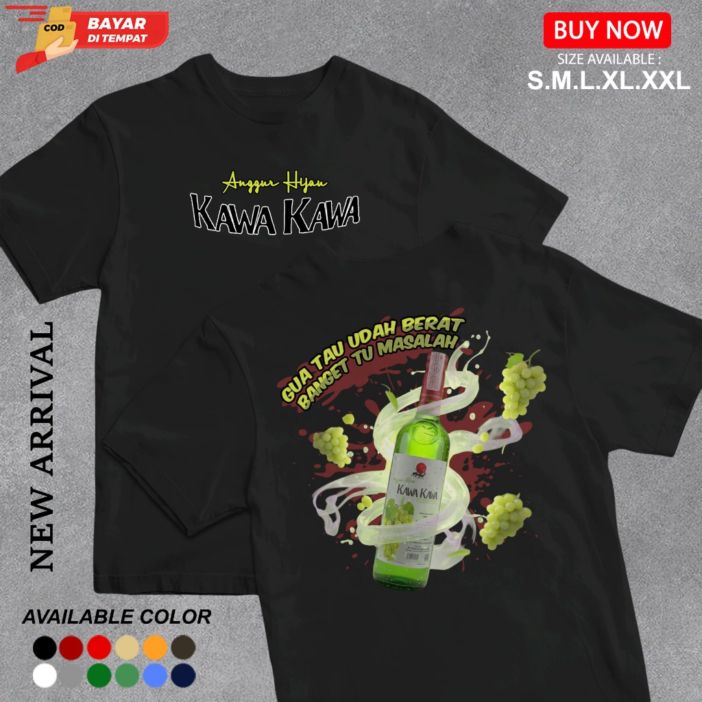 Kaos ANGGUR HIJAU KAWA KAWA  Kaos Pria Lengan Pendek Atasan Distro Murah Keren Bahan Cotton Combed 2