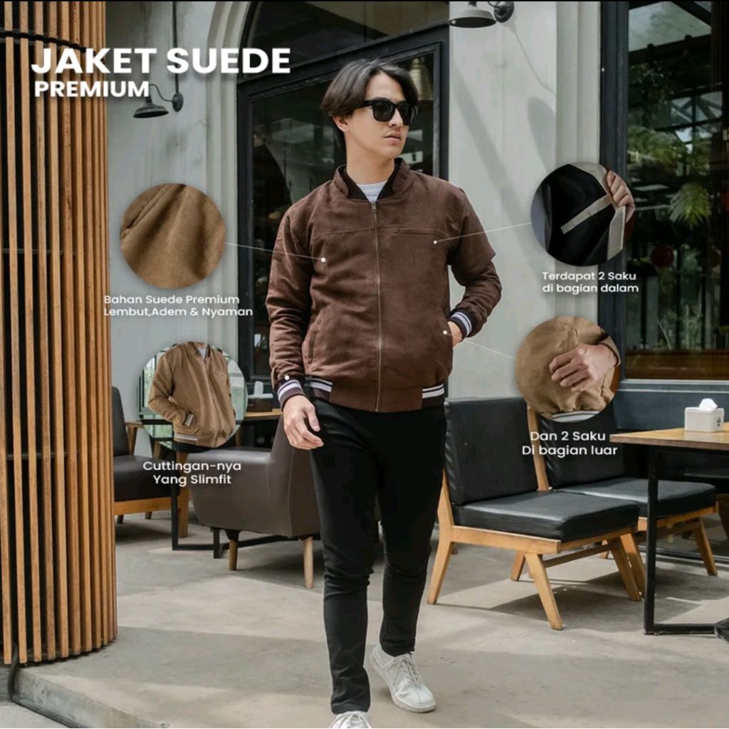 Jaket Suede Premium Pria - Jaket bomber - Jaket casual