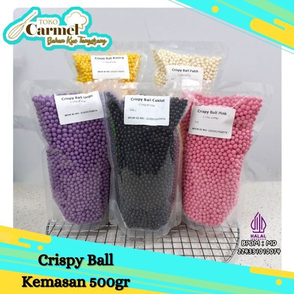 Elmer Crispy Ball Coklat 500gr - Choco Caviar biskuit coklat Topping Donat