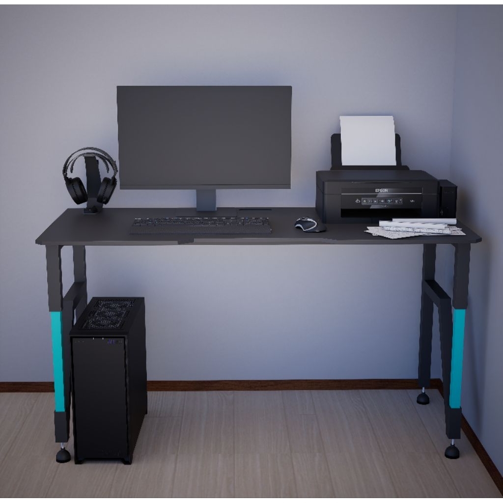 Meja Komputer Minimalis Black Series – HPL Anti Gores