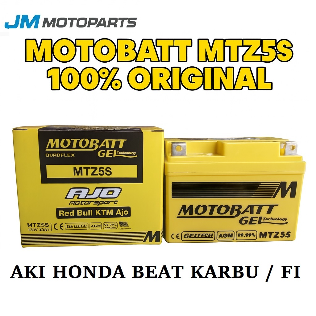 AKI HONDA BEAT KARBU/FI/ESP MOTOBATT MTZ5S 100% ORIGINAL AKI GEL PREMIUM AKI KERING BEBAS PERAWATAN