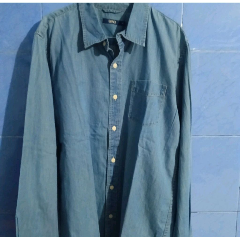 kemeja denim spao lengan panjang