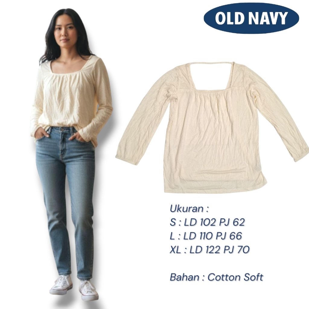 Blouse Wanita Old Navy Cotton Soft • Atasan Casual Lengan Panjang