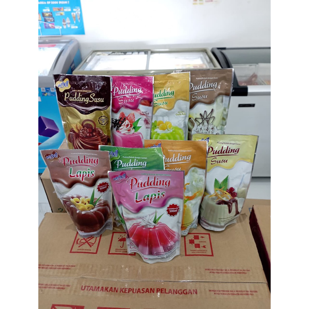 Nutrijel puding, dengan varian korean strawberry, belgian, Redvelvet, cokelat, Mangga, Strawberry, m