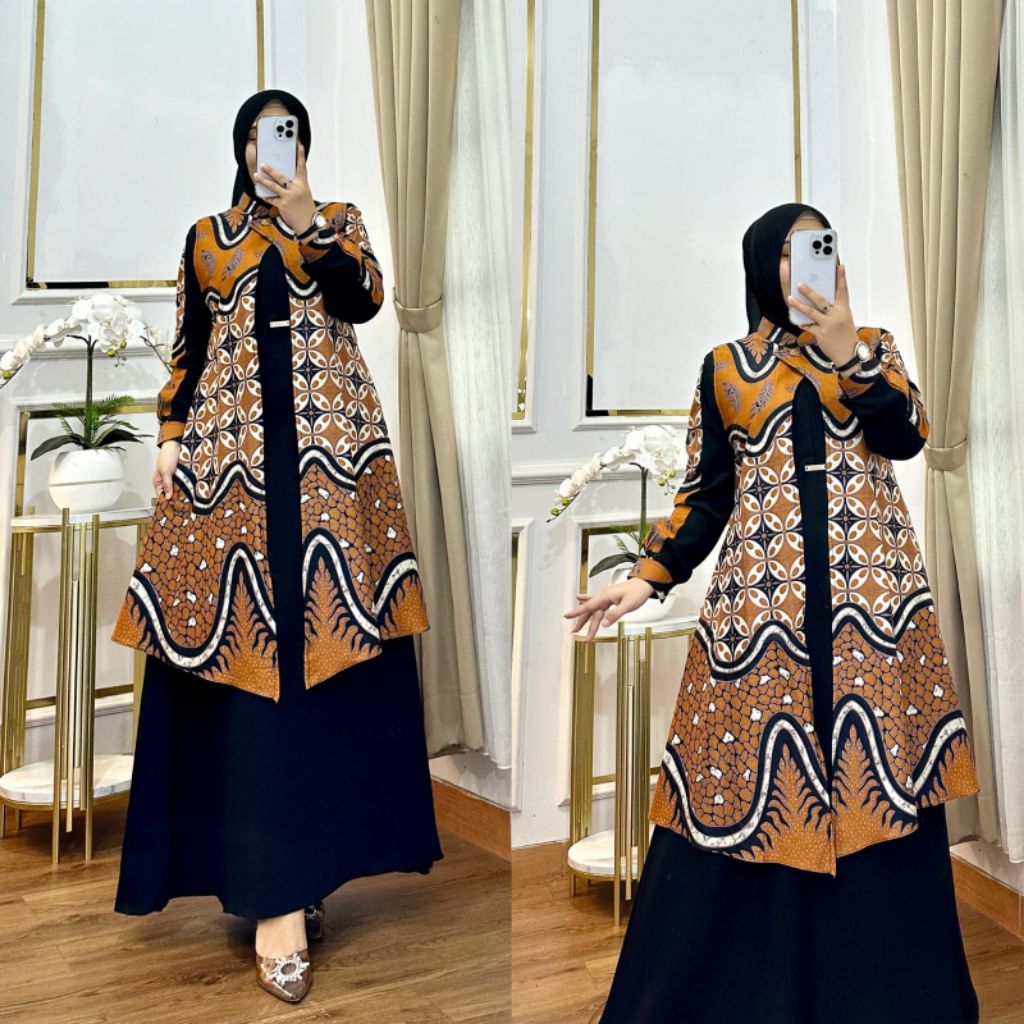 --Shamollo Store-- Gamis Davina Batik Pesta Jack Black