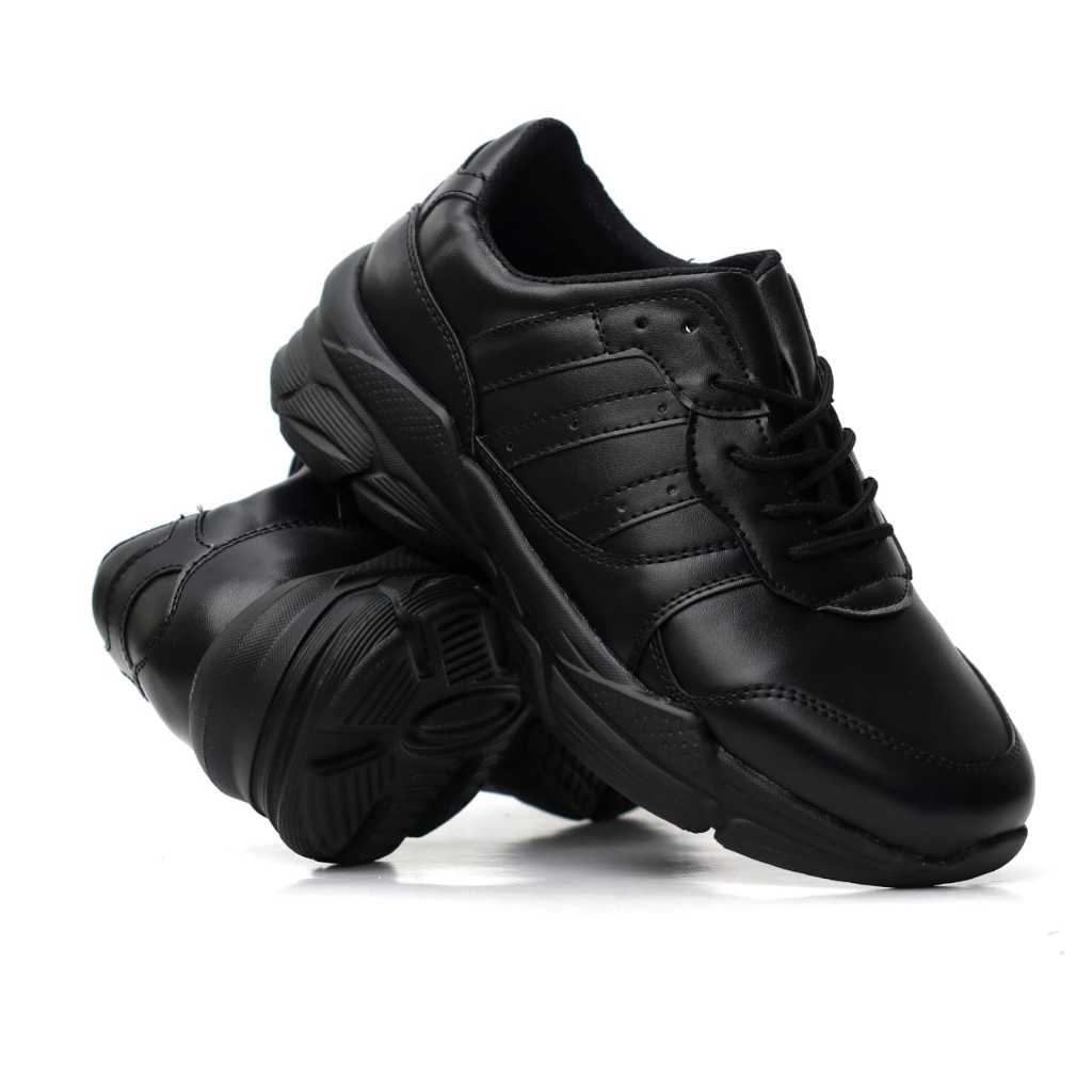 Sepatu Sneakers Pria Hitam Kulit Sintetis